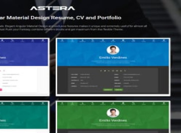 Astera - шаблон  для резюме, резюме и портфолио с угловым дизайном материалов