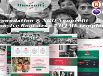Человечество — Благотворительный фонд и некоммерческая организация Пожертвование  HTML-шаб