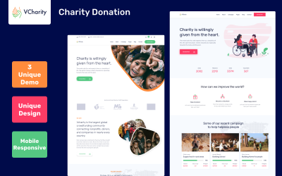 Шаблон vCharity - Шаблон сайта о благотворительности и пожертвованиях  