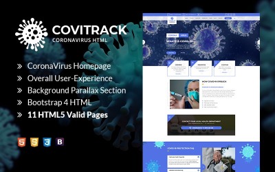 Шаблон Covitrack - HTML-шаблон  с коронавирусом  
