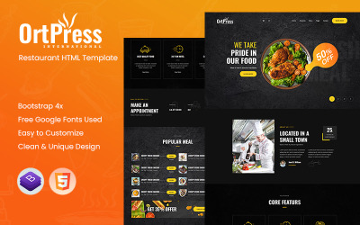 Шаблон Ортпресс - шаблон сайта ресторана  