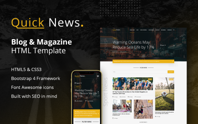 Шаблон QuickNews - шаблон  для блога и журнала  
