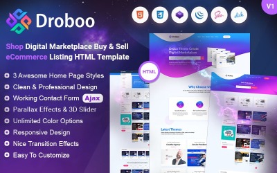 Шаблон Droboo - HTML-шаблон  цифровой торговой площадки  