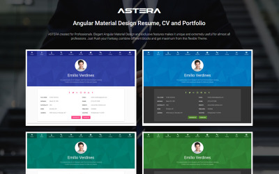 Шаблон Astera - шаблон  для резюме, резюме и портфолио с угловым дизайном материалов