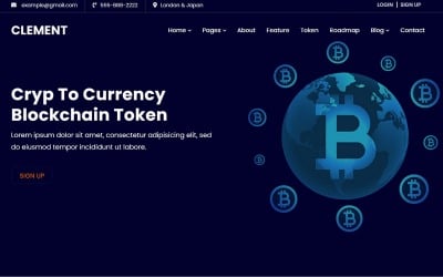 Шаблон Clement -ICO Шаблон  биткойнов и криптовалют
