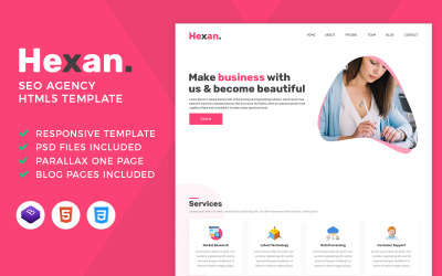 Шаблон Hexan - HTML-шаблон цифрового агентства / SEO-агентства