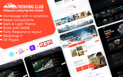 Шаблон Trekking Club - Светлый/Темный Шаблон ReactJS