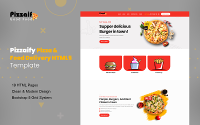 Шаблон Pizzaify Пицца и доставка еды Шаблон 