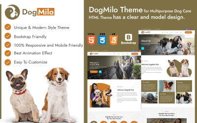 Шаблон HTML-шаблон Dogmilo по уходу за собаками