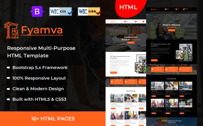Шаблон Fyamva - Construction HTML Template
