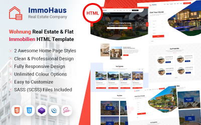 Шаблон ImmoHaus - HTML-шаблон компании по аренде квартир в сфере недвижимости