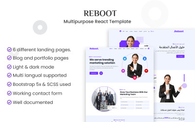 Шаблон Reboot — многоцелевой шаблон React (темный + светлый) + RTL