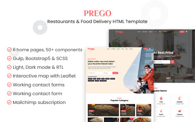 Шаблон Prego - Рестораны и доставка еды HTML-