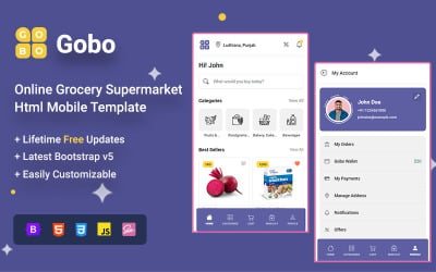 Шаблон Gobo - Интернет-магазин продуктовых супермаркетов HTML мобильный