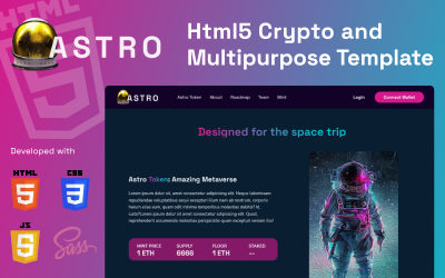 Шаблон ASTRO Html Crypto и многоцелевой шаблон веб-