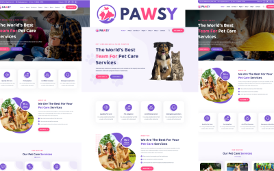 Шаблон Pawsy - Шаблон  для услуг по уходу за домашними животными