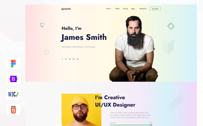 Шаблон Zuva - HTML-шаблон креативного личного портфолио