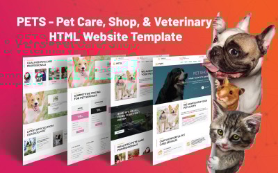 Шаблон PETS - уход за животными, магазин и ветеринарный HTML-
