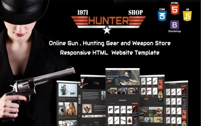 Шаблон Hunter - Интернет-магазин оружия, охотничьего снаряжения и оружия  HTML-шаблон веб-