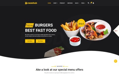 Шаблон -шаблон Dreamhub Fast Food & Delivery