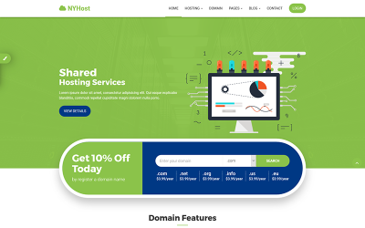 Шаблон NYHost - адаптивные технологии, веб-хостинг и шаблон  WHMCS 