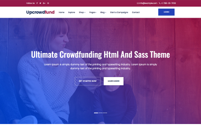 Шаблон Upcrowdfund - шаблон  для краудфандинга HTML и Sass 