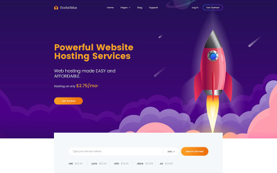 Шаблон Rocketmax - шаблон сайта адаптивного веб-хостинга  